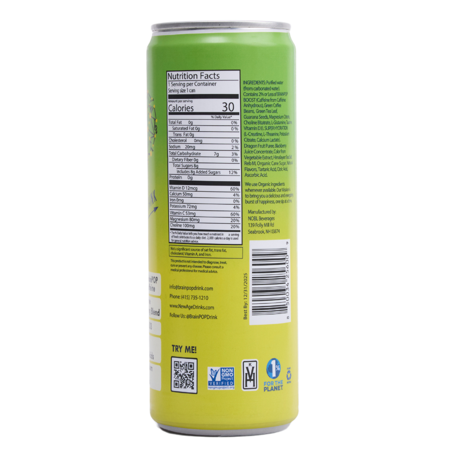 BrainPOP Clean Energy & Mixer & Mocktail All-In-One Mojito Madness (6 pack)